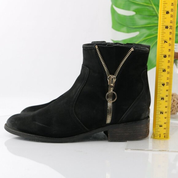 Steve Madden Womens Chances Boot Size 9.5 Black Suede Gold Zip Bootie Boho - Picture 8 of 12